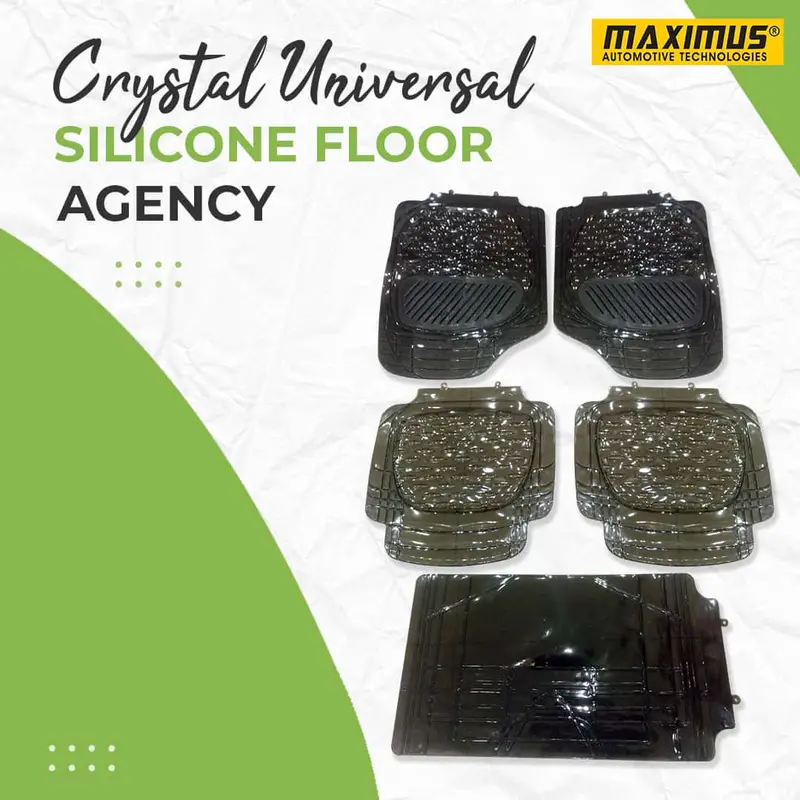 Crystal Universal Silicone Floor Mats Black Taiwan Mix Design 5 Pcs - Foot Mat For Car 1