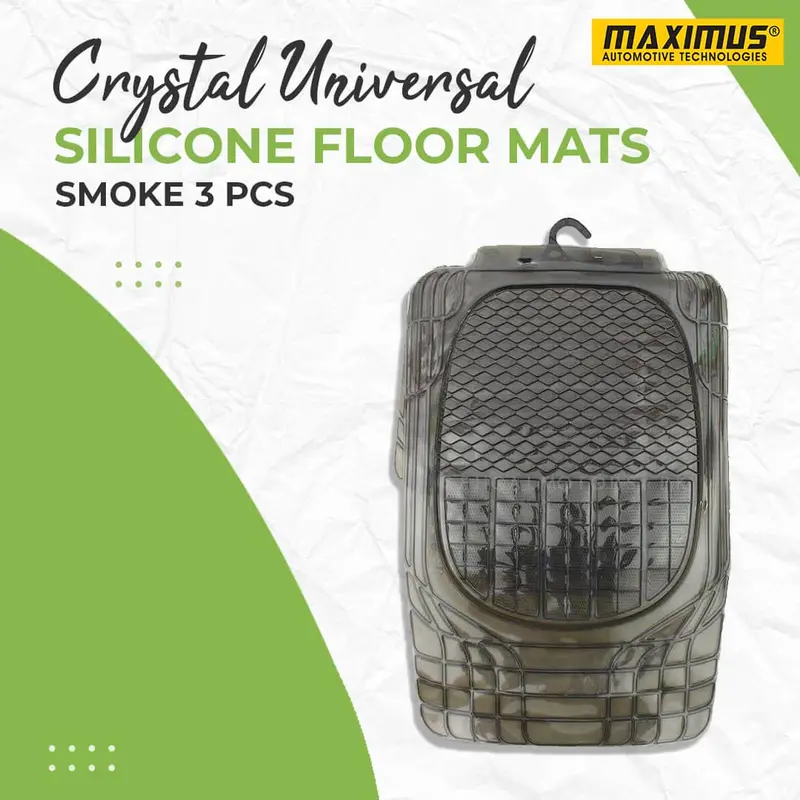 Crystal Universal Silicone Floor Mats Smoke Mix Design 3 Pcs - Foot Mat For Car 1