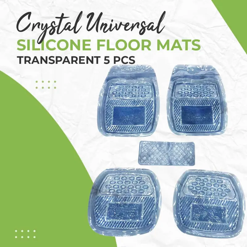 Crystal Universal Silicone Floor Mats Transparent Mix Design 5 Pcs - (050) - Design G - Foot Mat For Car 1