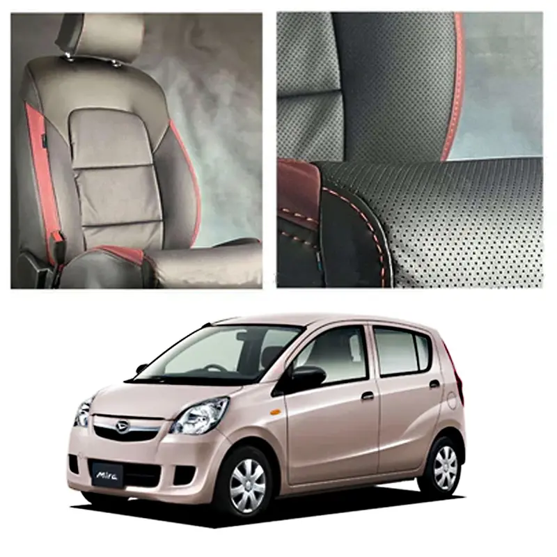 Daihatsu Mira Breathable Black Red Seat Covers 2006 - 2021 1
