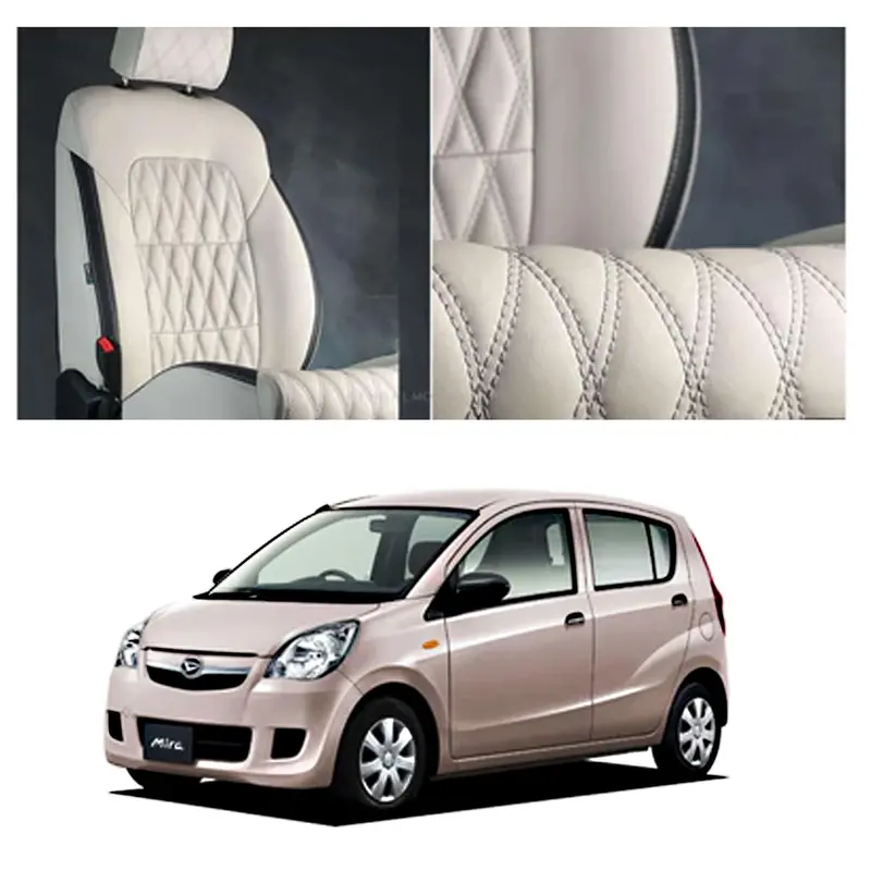 Daihatsu Mira Diamond Cut Beige Black Seat Covers 2006 - 2021 1