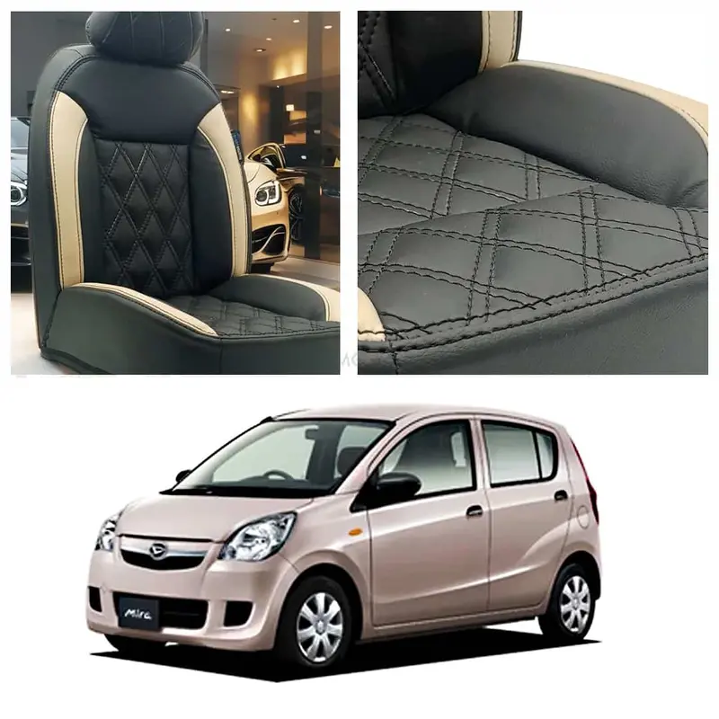 Daihatsu Mira Diamond Cut Black Beige Seat Covers 2006 - 2021 1