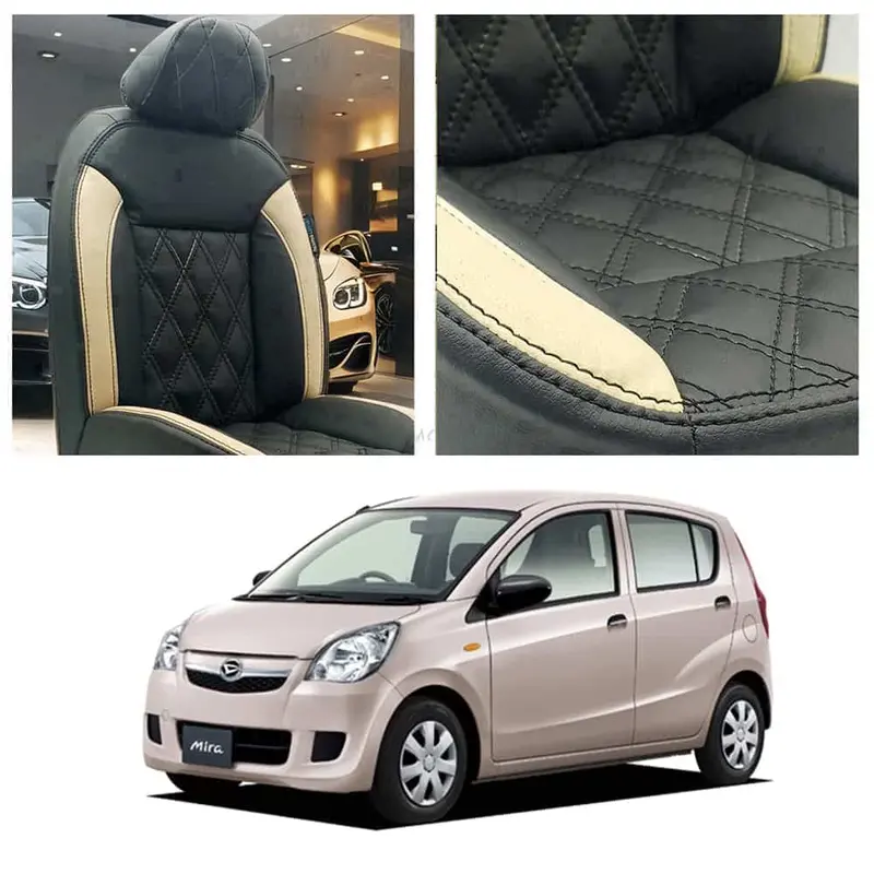 Daihatsu Mira Diamond Cut Black Beige Seat Covers 2006 - 2021 1