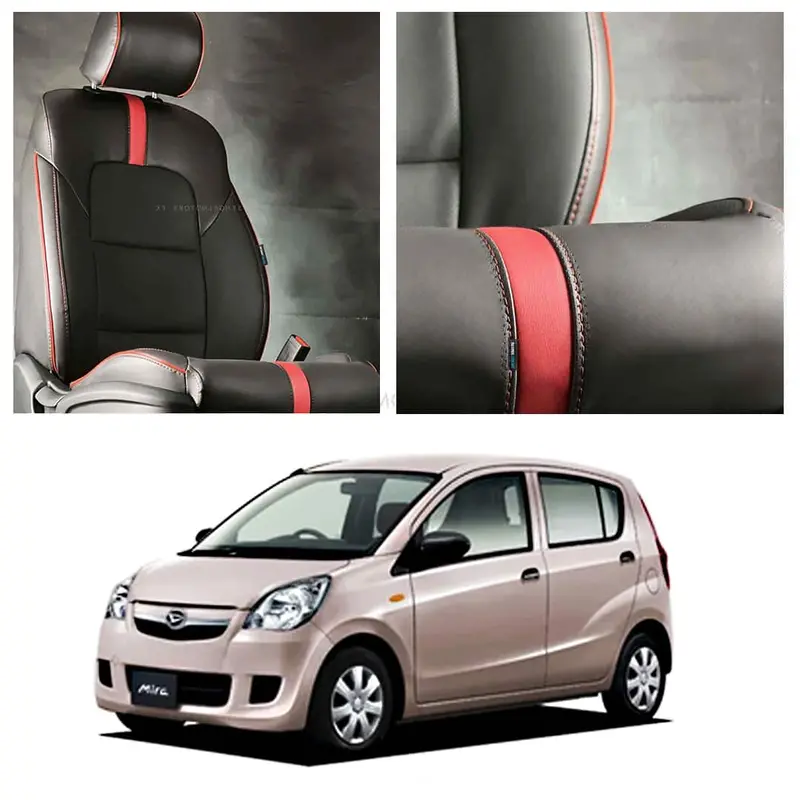 Daihatsu Mira Type R Black Red Seat Covers 2006 - 2021 1