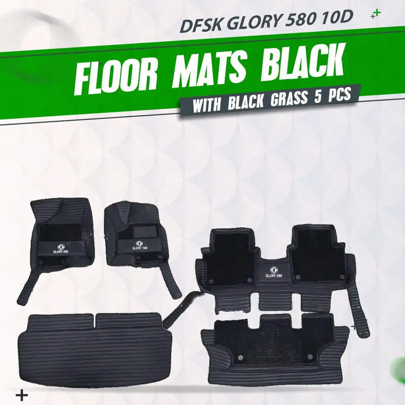 Dfsk Glory 580 10D Floor Mats  Black With Black Grass 2020 - 2025 - Mix Thread 5 Pcs 1