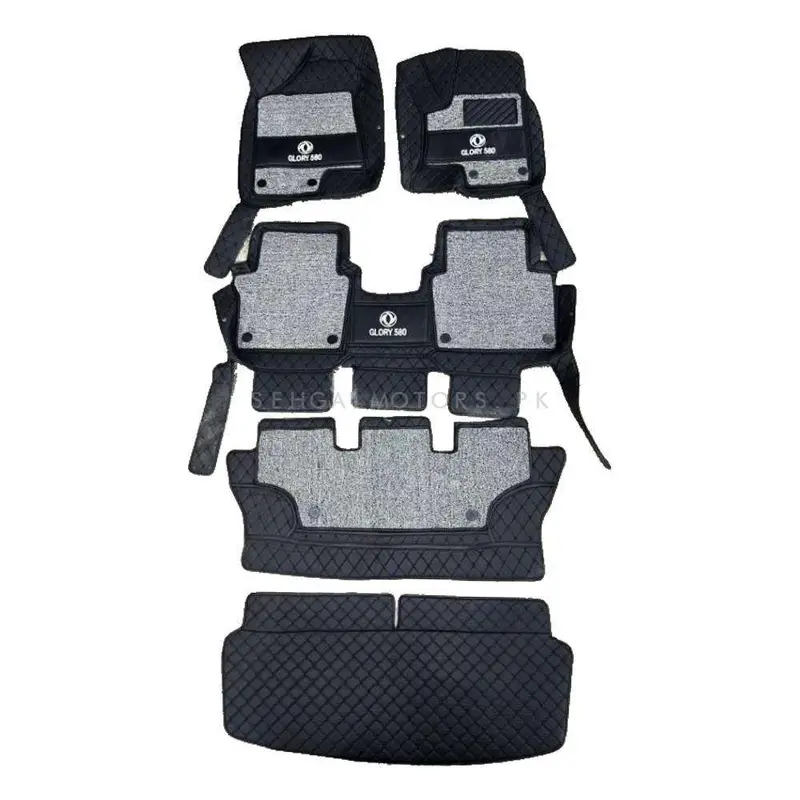 Dfsk Glory 580 10D Floor Mats Black With Grey Grass 2020 - 2025 - Mix Thread 5 Pcs 2