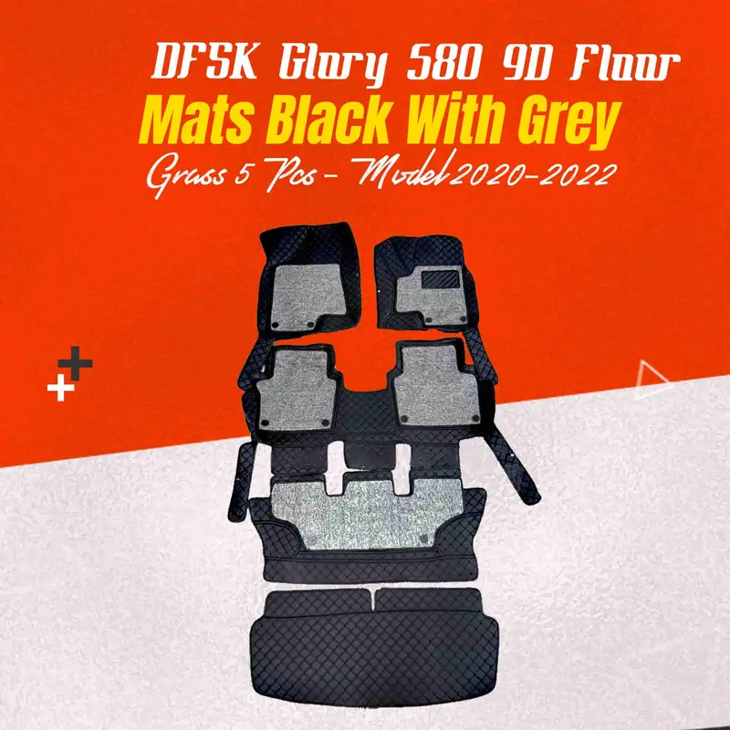 Dfsk Glory 580 9D Floor Mats Mix Thread Grass 5 Pcs 2020 - 2025 - Black With Grey 1