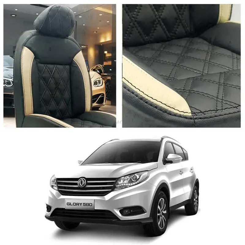 Dfsk Glory 580 Diamond Cut Black Beige Seat Covers 7 Seater 2020 - 2025 1