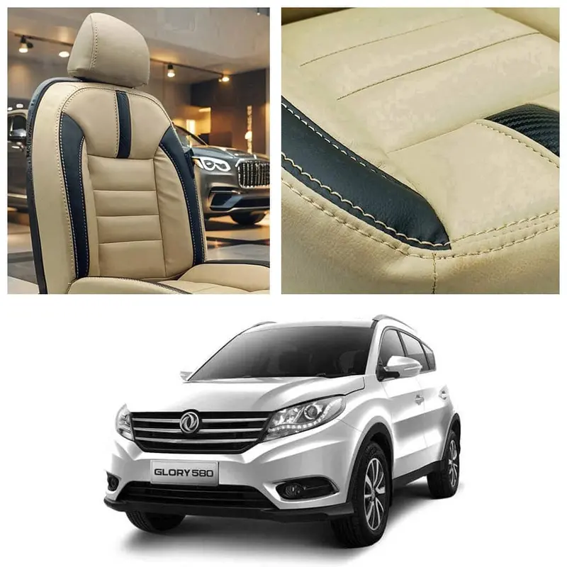 Dfsk Glory 580 Hockey Design Beige Black Seat Covers 7 Seater 2020 - 2025 1