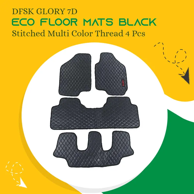 Dfsk Glory 7D Eco Floor Mats Black Stitched Multi Color Thread 4 Pcs 2020 - 2025 1