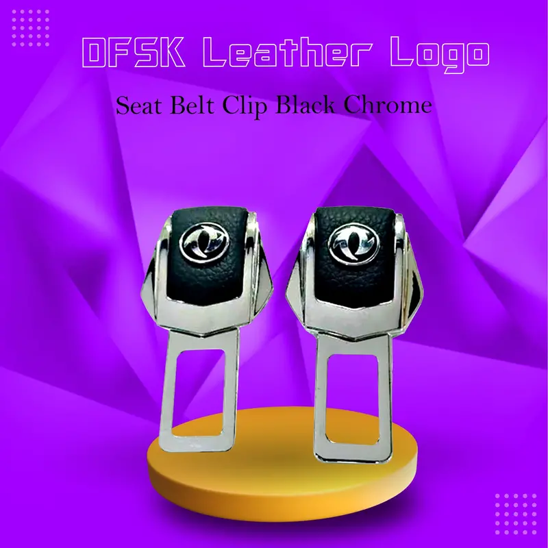 Dfsk Leather Logo Seat Belt Clip Black Chrome 1