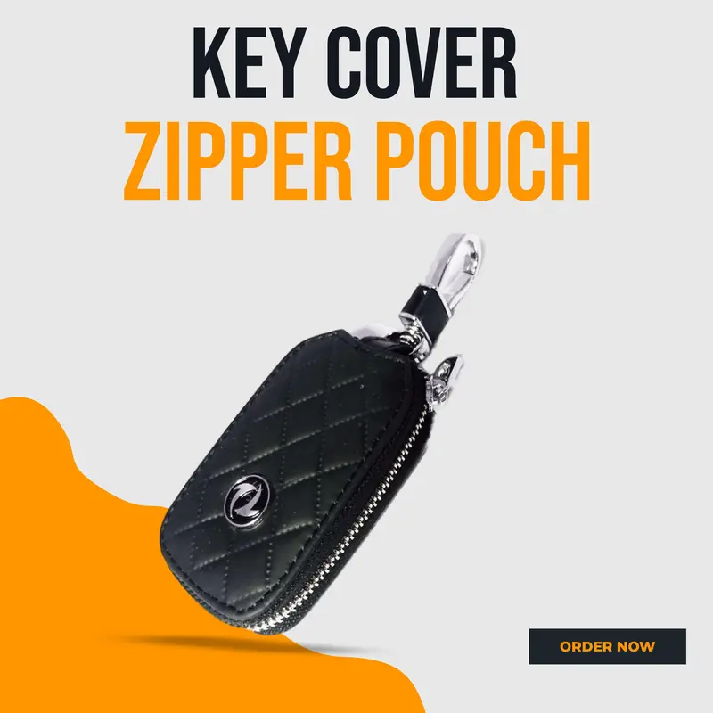 Dfsk Zipper 7D Style Key Cover Pouch Black With Keychain Ring 1