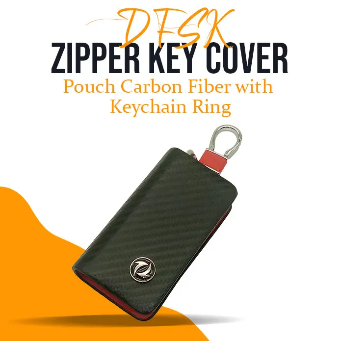 Dfsk Zipper Key Cover Pouch Carbon Fiber With Keychain Ring 1