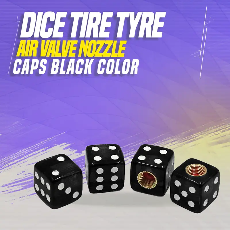 Dice Tire Tyre Air Valve Nozzle Caps Black Color - High Quality Aluminum Tyre Valve Caps 1