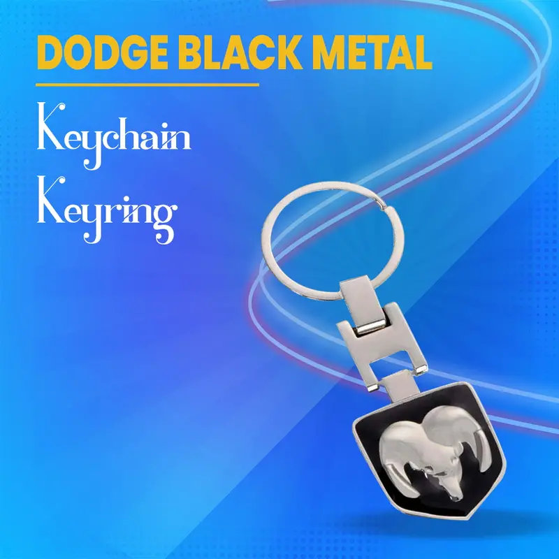 Dodge Black Metal Keychain Keyring 1