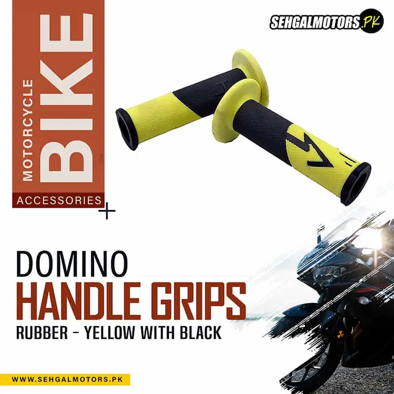 Domino Rubber Grip For Motorcycle Bike Handle - Yellow With Black 1