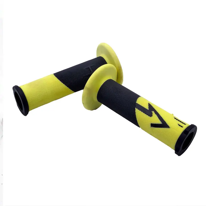 Domino Rubber Grip For Motorcycle Bike Handle - Yellow With Black 2