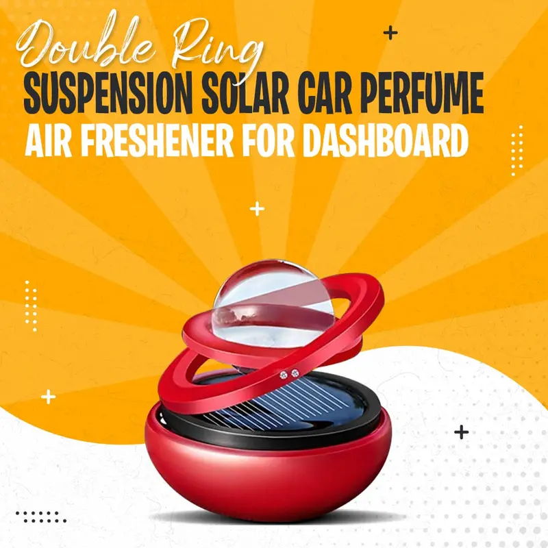 Double Ring Suspension Solar Car Perfume - Multi Color - Rotating Ornaments Car Interior Decoration 1