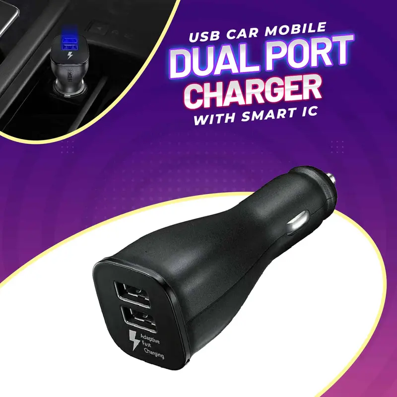 Dual Port Usb Car Mobile Charger With Smart Ic - Multi 1