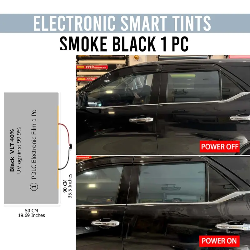 Electronic Smart Window Tint Smoke Black 1 Pc - Remote Control Operated Film 1
