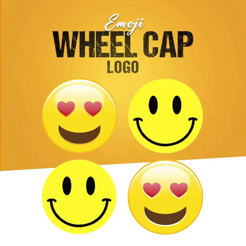 Emoji Wheel Cap Logo Center Hub Badge Sticker - 4 Pcs 1