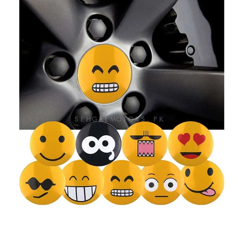 Emoji Wheel Cap Logo Center Hub Badge Sticker - 4 Pcs 2