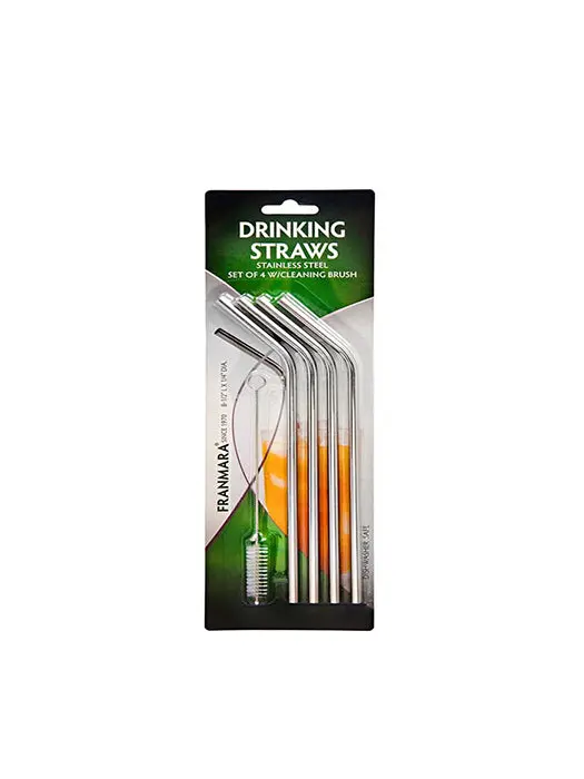 Ensemble De 4 Pailles Inox Arrondies - Franmara 2
