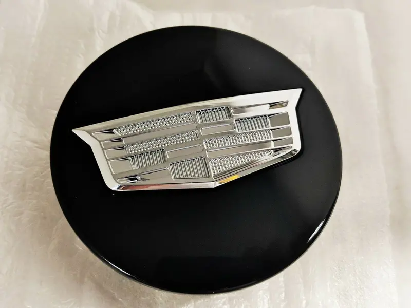 Escalade 3.5" Gloss Black With New Style Chrome Logos Set Of 4 1