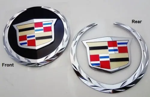 Escalade Front W/Black Plate And Rear W/O Plate Chrome Wreath And Crest 2007-2014 1