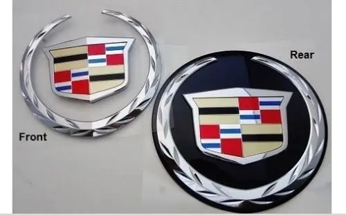 Escalade Front W/O Plate And Rear W/Black Plate Chrome Wreath And Crest 2007-2014 1