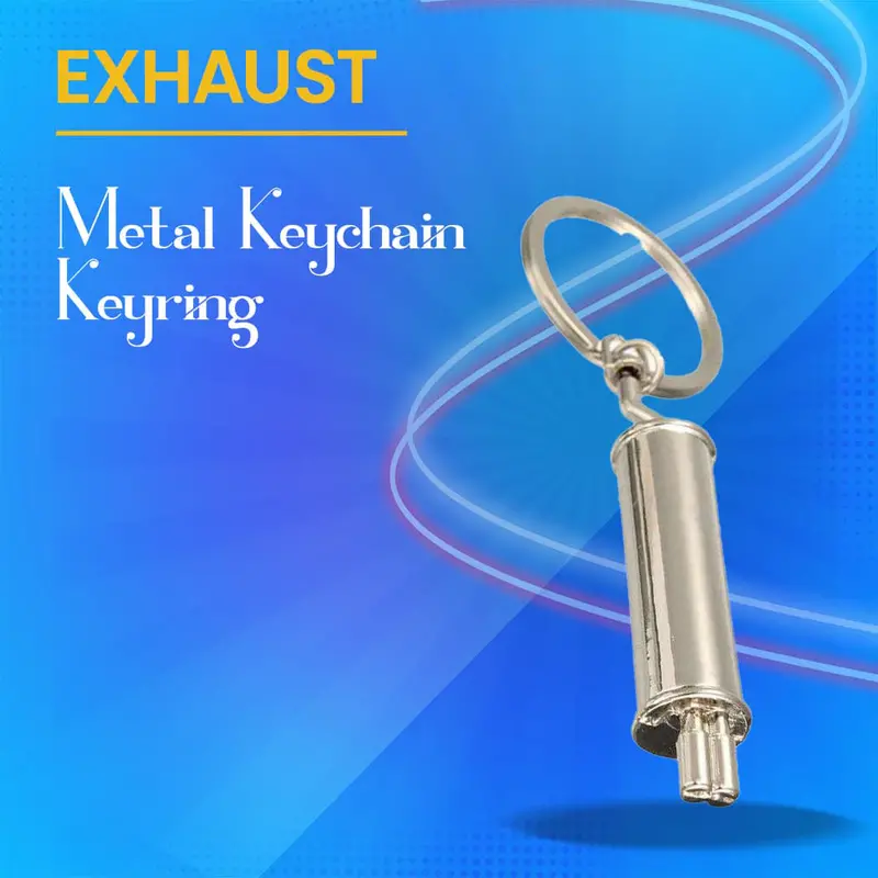 Exhaust Metal Keychain Keyring Chrome 2
