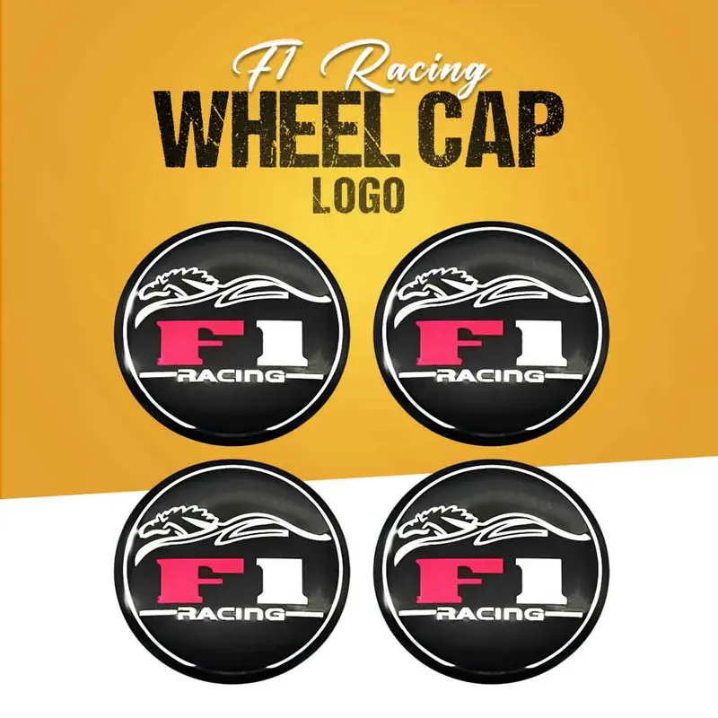 F1 Racing Wheel Cap Logo Center Hub Badge Sticker - 4 Pcs 1