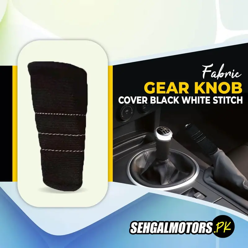 Fabric Gear Knob Cover Black White Stitch 1 Pcs 1