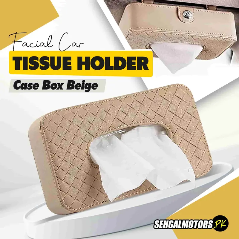 Facial Car Sun Visor / Sunshade Tissue Holder Case Box Beige 1