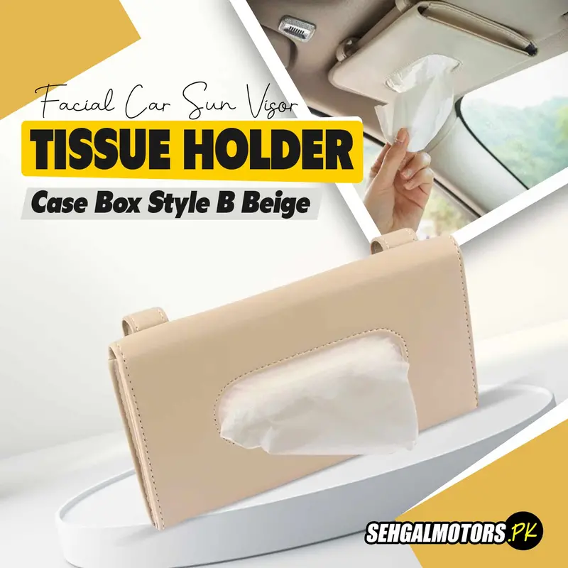 Facial Car Sun Visor / Sunshade Tissue Holder Case Box Style B Beige 1