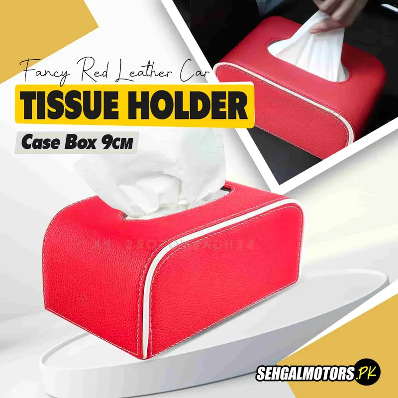 Fancy Red Leather Car Tissue Holder Case Box 9Cm 1