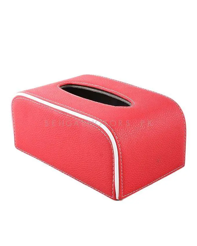 Fancy Red Leather Car Tissue Holder Case Box 9Cm 2
