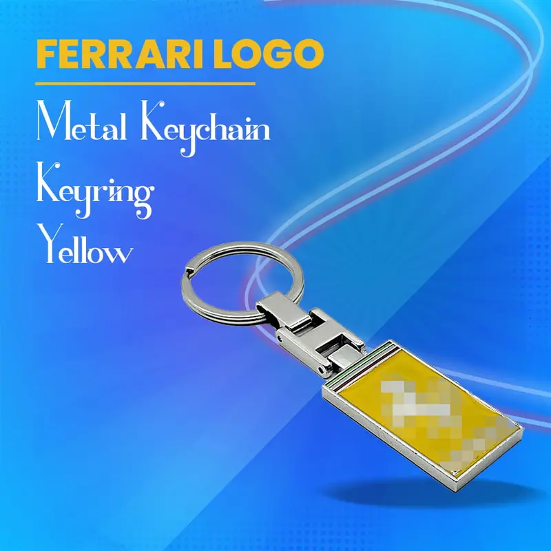 Ferrari Metal Keychain Keyring - Yellow 1
