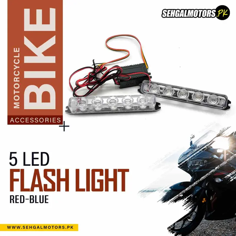 Flash Light 5 Led For Motorcycle Bike Red-Blue Zw333 1