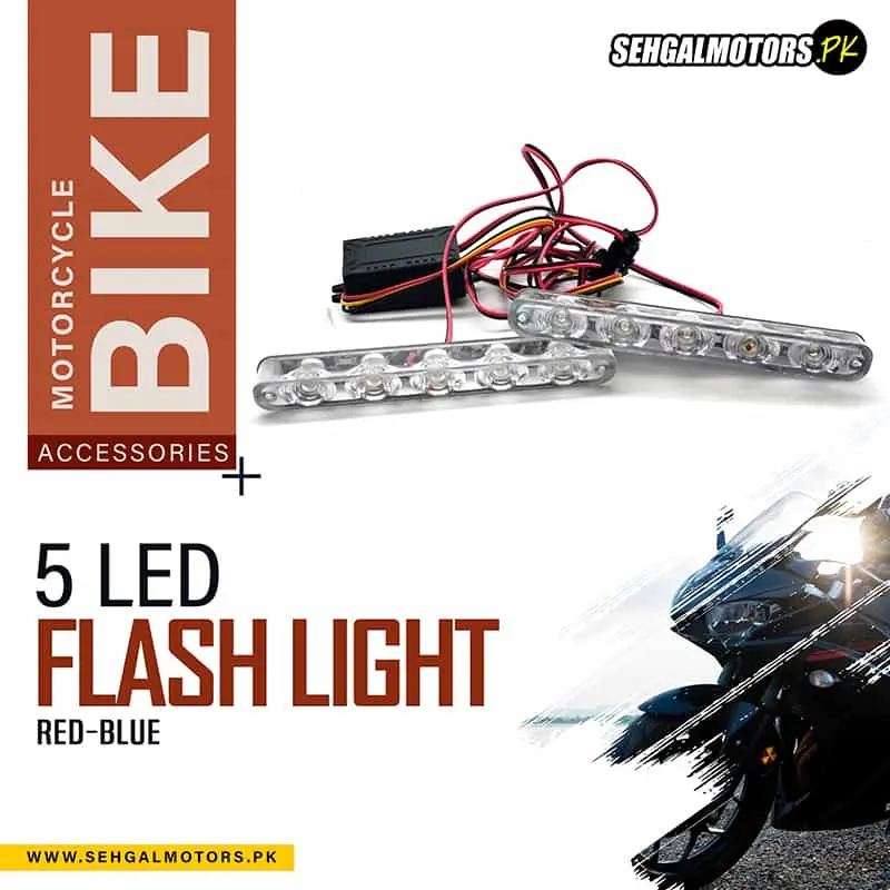 Flash Light 5 Led For Motorcyle Bikes Red-Blue Zw329 1