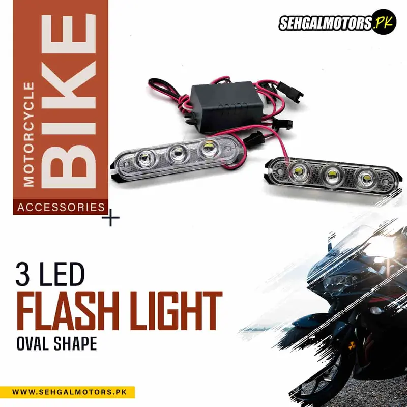 Flash Light Strobe Lamp 3 Led Oval Shape For Motorcycle Bike Hy1645 1