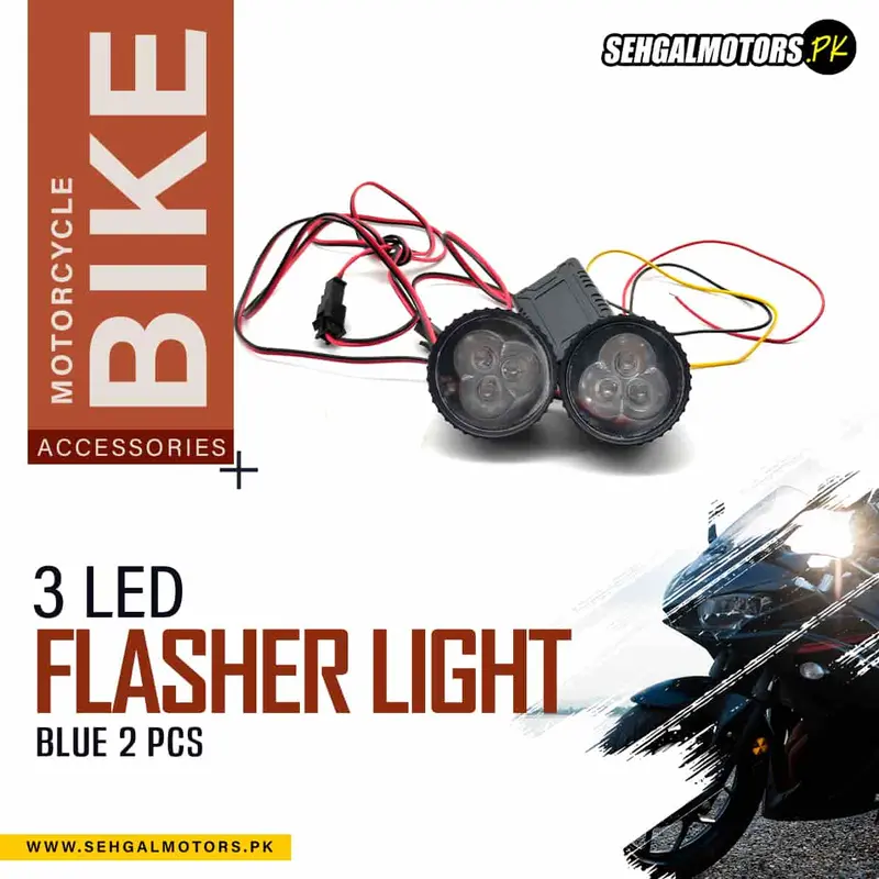 Flasher Light 3 Led Blue For Motorcycle Bike 2 Pcs Zw339 1