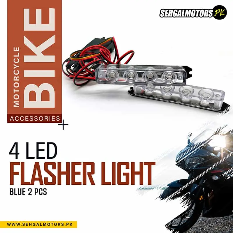 Flasher Light 4 Led For Bikes Blue 2 Pcs 1