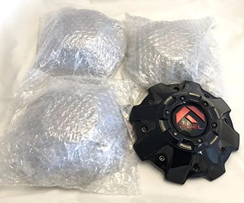 Fuel Wheels Black Gloss Red Emblem Center Cap Set Of Four (4) # 1001-63B 5-6 Lugger 2