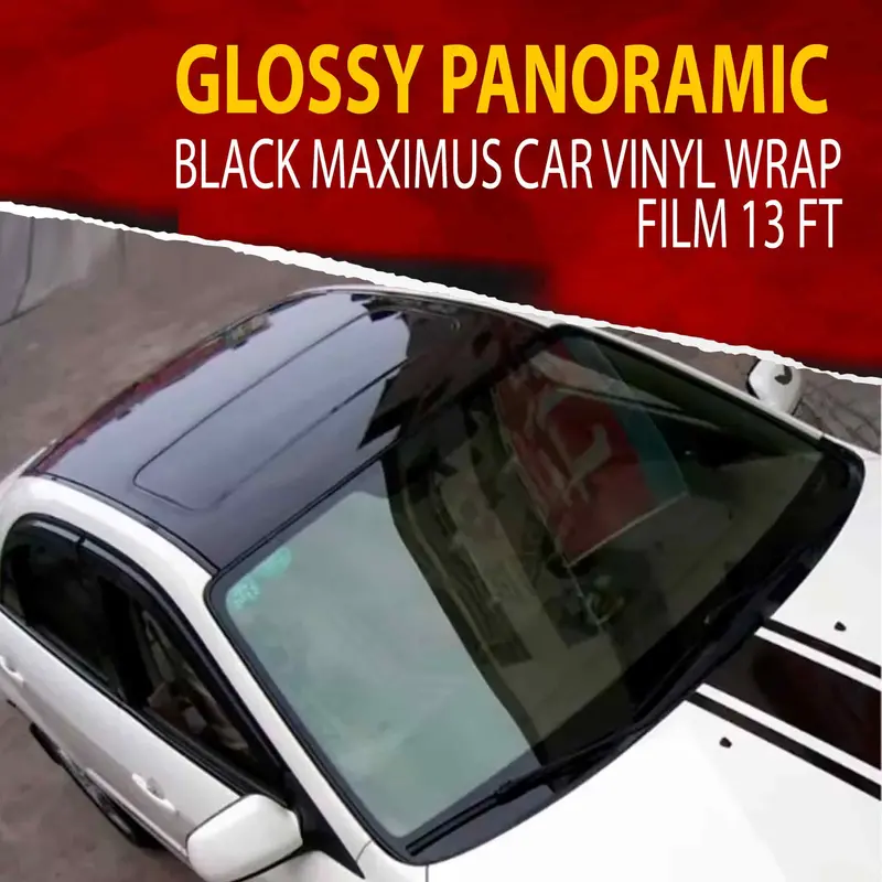 Glossy Panoramic Black Maximus Car Vinyl Wrap Film 13 Ft 1