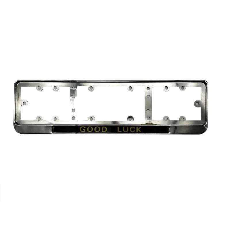 Good Luck Logo Uk Style Chrome Metal License Number Plate Frame - For Cars 2