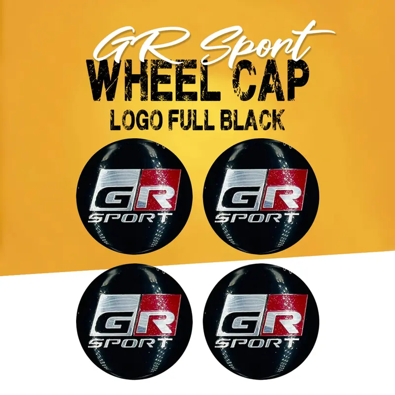 Gr Sport Wheel Cap Logo Full Black Center Hub Badge Sticker - 4 Pcs 1