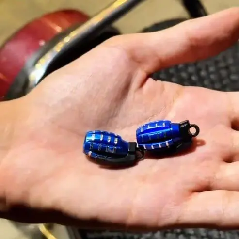 Grenade Tire Tyre Air Valve Nozzle Caps - Blue - 2 Pc High Quality Aluminum Tyre Valve Caps 2