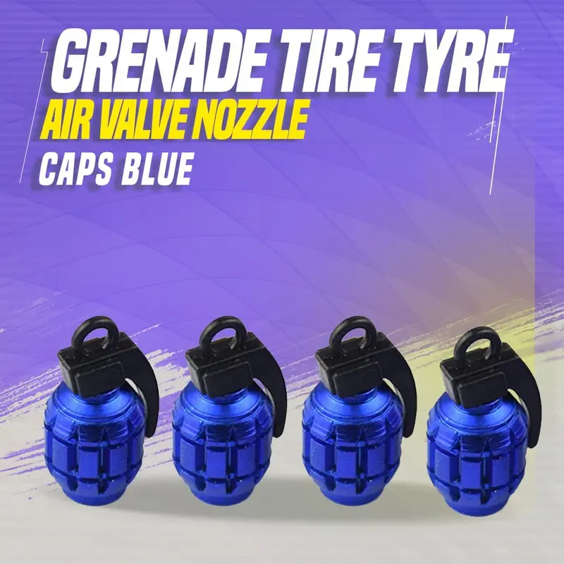 Grenade Tire Tyre Air Valve Nozzle Caps Blue - High Quality Aluminum Tyre Valve Caps 1