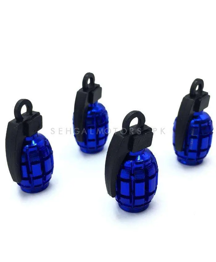 Grenade Tire Tyre Air Valve Nozzle Caps Blue - High Quality Aluminum Tyre Valve Caps 2